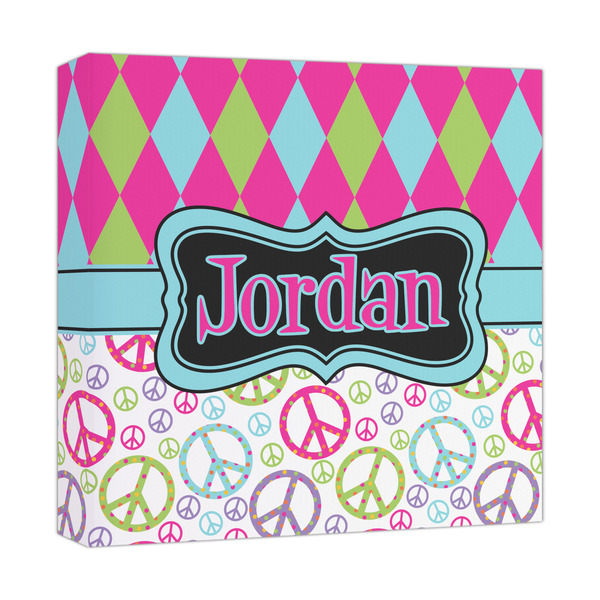 Custom Harlequin & Peace Signs Canvas Print - 12x12 (Personalized)