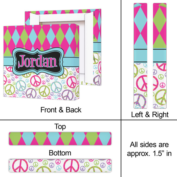 Harlequin & Peace Signs 12x12 - Canvas Print - Approval