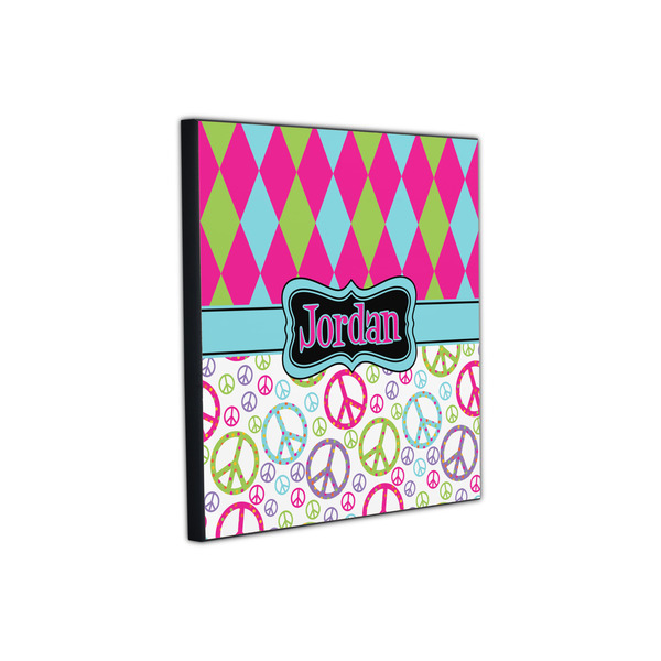 Harlequin & Peace Signs 12x12 Wood Print - Angle View