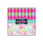 Harlequin & Peace Signs Wood Print - 12x12 (Personalized)