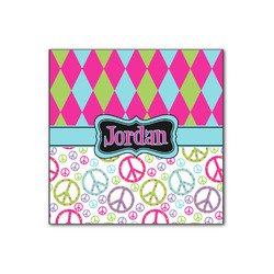 Harlequin & Peace Signs Wood Print - 12x12 (Personalized)