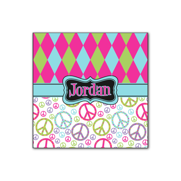 Custom Harlequin & Peace Signs Wood Print - 12x12 (Personalized)