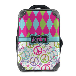 Harlequin & Peace Signs 15" Hard Shell Backpack (Personalized)