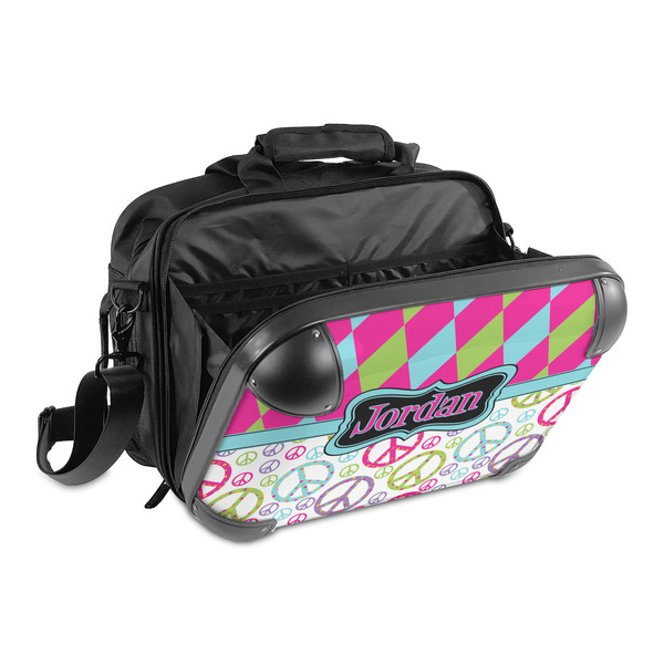Harlequin & Peace Signs 15" Hard Shell Briefcase - Open