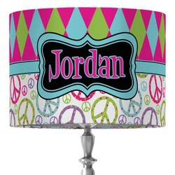 Harlequin & Peace Signs 16" Drum Lamp Shade - Fabric (Personalized)
