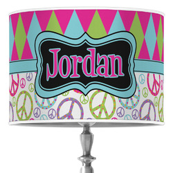 Harlequin & Peace Signs 16" Drum Lamp Shade - Poly-film (Personalized)
