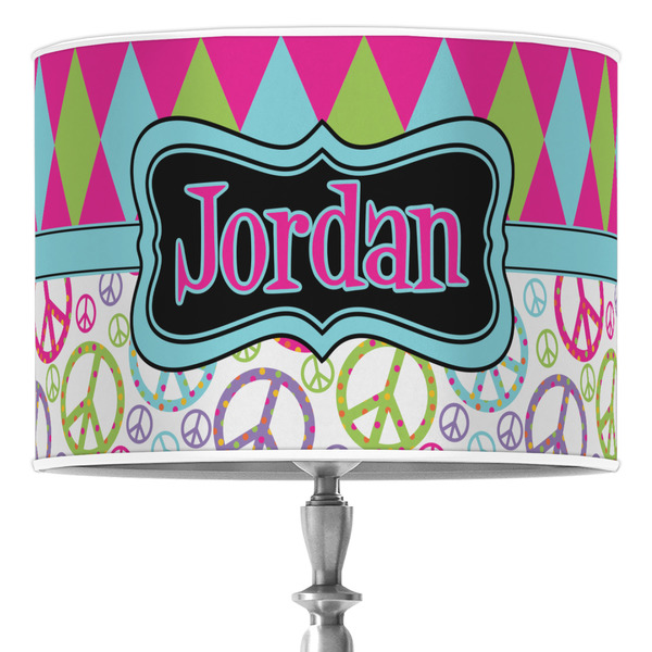 Custom Harlequin & Peace Signs Drum Lamp Shade (Personalized)