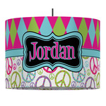Harlequin & Peace Signs Drum Pendant Lamp (Personalized)