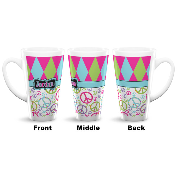 Harlequin & Peace Signs 16 Oz Latte Mug - Approval