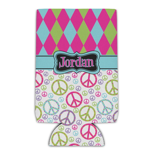 Custom Harlequin & Peace Signs Can Cooler (16 oz) (Personalized)