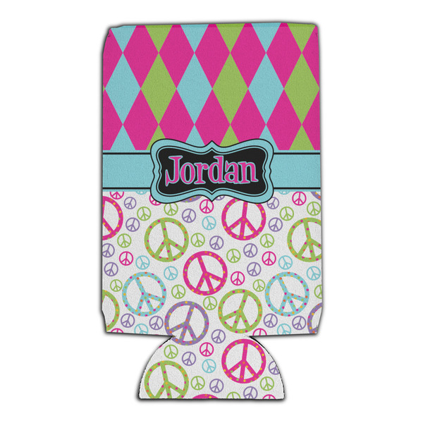 Harlequin & Peace Signs 16oz Can Sleeve - Set of 4 - FRONT