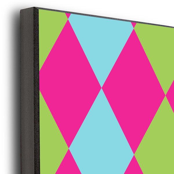 Harlequin & Peace Signs 16x20 Wood Print - Closeup