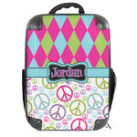 Harlequin & Peace Signs 18" Hard Shell Backpack (Personalized)