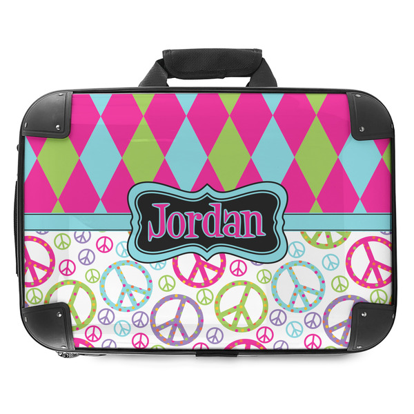 Custom Harlequin & Peace Signs Hard Shell Briefcase - 18" (Personalized)