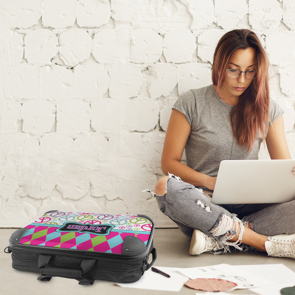 Harlequin & Peace Signs 18" Laptop Briefcase - LIFESTYLE