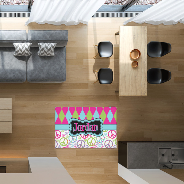 Harlequin & Peace Signs 2'x3' Indoor Area Rugs - IN CONTEXT