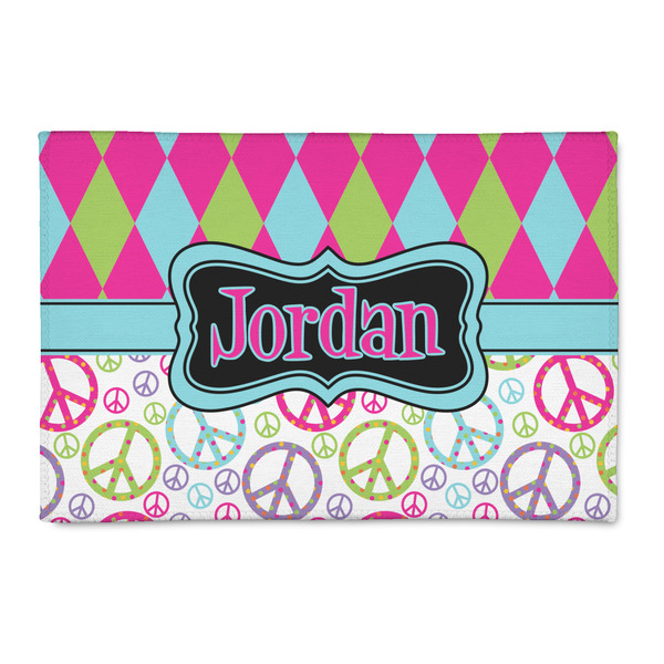Custom Harlequin & Peace Signs 2' x 3' Indoor Area Rug (Personalized)