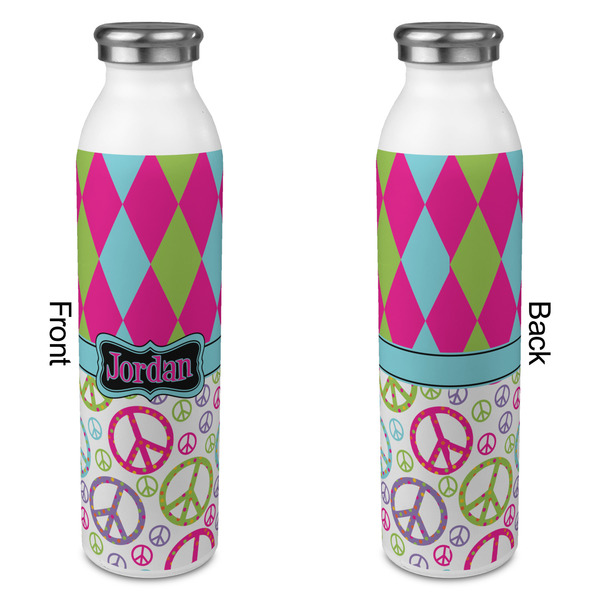 Harlequin & Peace Signs 20oz Water Bottles - Full Print - Approval