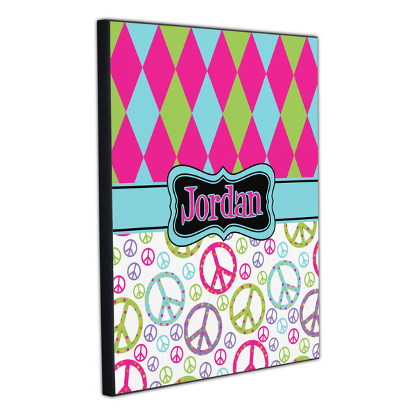 Harlequin & Peace Signs 20x24 Wood Print - Angle View