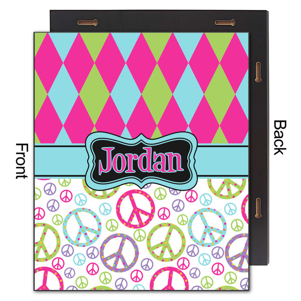 Harlequin & Peace Signs 20x24 Wood Print - Front & Back View