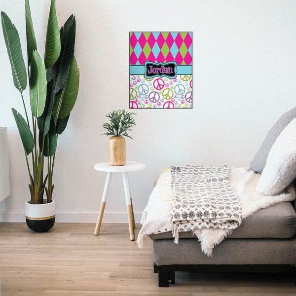 Harlequin & Peace Signs 20x24 Wood Print - In Context