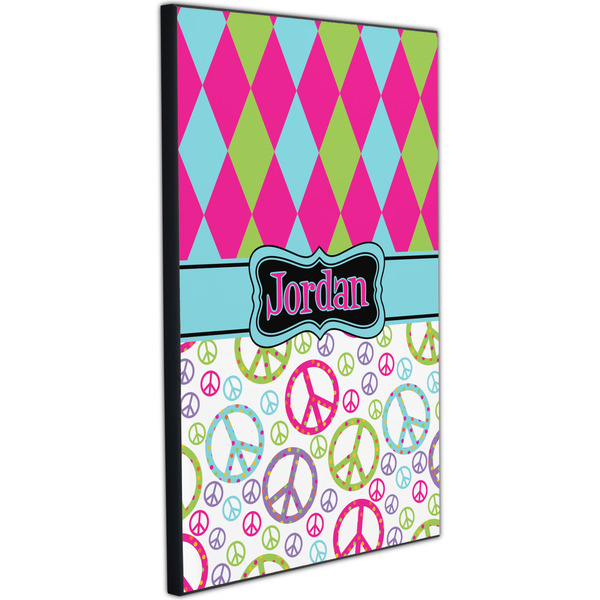 Harlequin & Peace Signs 20x30 Wood Print - Angle View