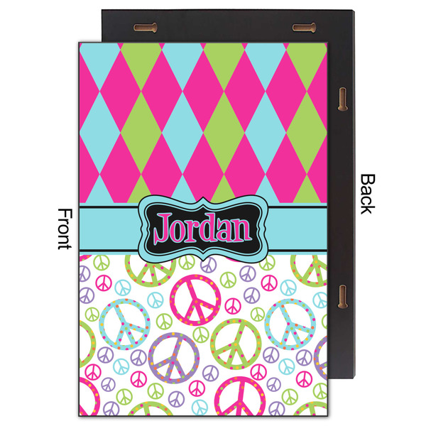 Harlequin & Peace Signs 20x30 Wood Print - Front & Back View