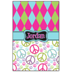Harlequin & Peace Signs Wood Print - 20x30 (Personalized)