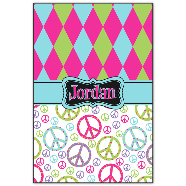 Custom Harlequin & Peace Signs Wood Print - 20x30 (Personalized)