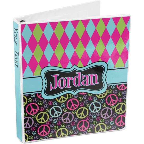 Harlequin & Peace Signs 3-Ring Binder 3/4 - Main