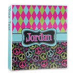 Harlequin & Peace Signs 3-Ring Binder - 1 inch (Personalized)