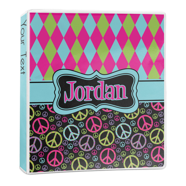 Custom Harlequin & Peace Signs 3-Ring Binder - 1 inch (Personalized)