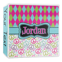 Harlequin & Peace Signs 3-Ring Binder - 2 inch (Personalized)
