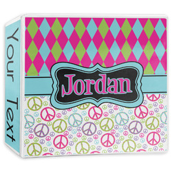 Harlequin & Peace Signs 3-Ring Binder - 3 inch (Personalized)