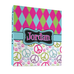 Harlequin & Peace Signs 3 Ring Binder - Full Wrap - 1" (Personalized)