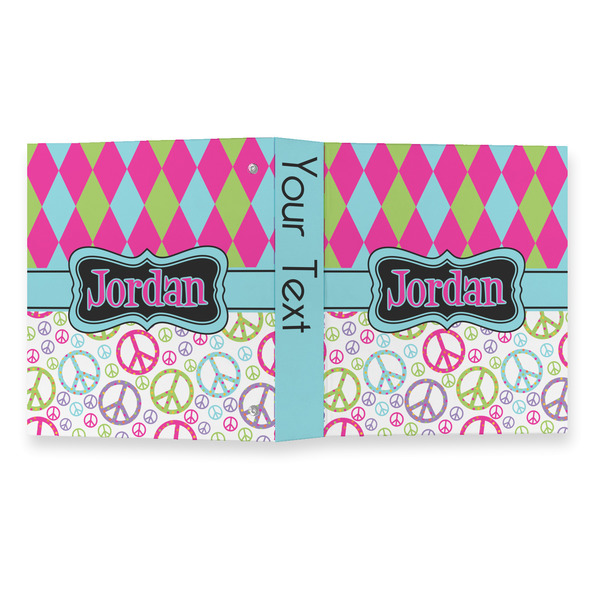 Harlequin & Peace Signs 3 Ring Binders - Full Wrap - 1" - OPEN OUTSIDE