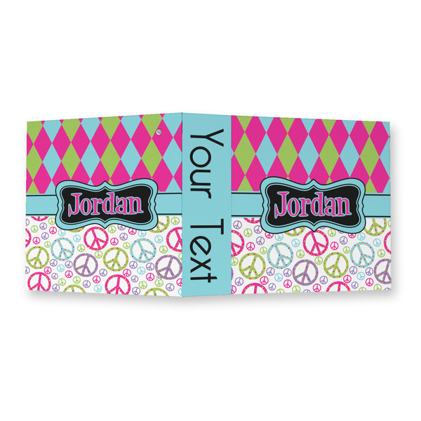 Harlequin & Peace Signs 3 Ring Binders - Full Wrap - 2" - OPEN OUTSIDE