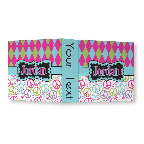 Harlequin & Peace Signs 3 Ring Binders - Full Wrap - 3" - OPEN OUTSIDE