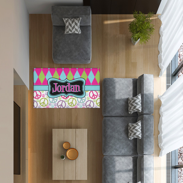 Harlequin & Peace Signs 3'x5' Indoor Area Rugs - IN CONTEXT