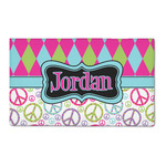 Harlequin & Peace Signs 3' x 5' Patio Rug (Personalized)