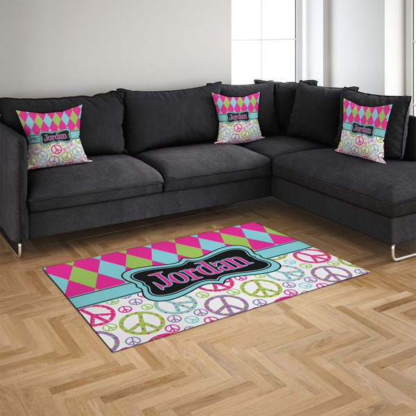 Harlequin & Peace Signs 4'x6' Indoor Area Rugs - IN CONTEXT