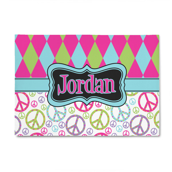 Custom Harlequin & Peace Signs 4' x 6' Indoor Area Rug (Personalized)
