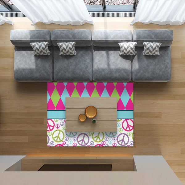 Harlequin & Peace Signs 5'x7' Indoor Area Rugs - IN CONTEXT