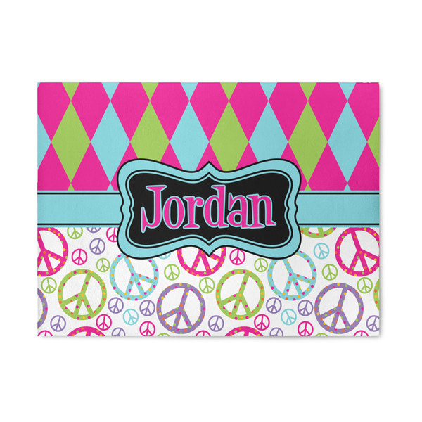 Custom Harlequin & Peace Signs 5' x 7' Indoor Area Rug (Personalized)