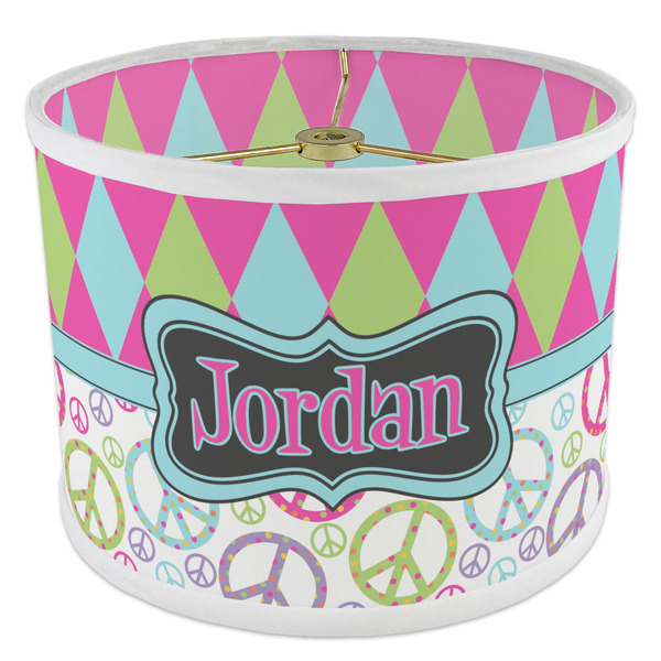 Harlequin & Peace Signs 8" Drum Lampshade - ANGLE Poly-Film