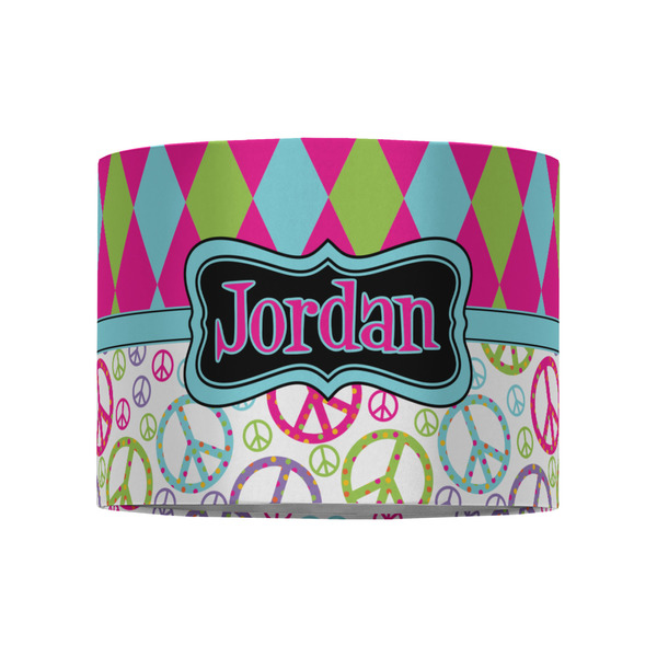 Harlequin & Peace Signs 8" Drum Lampshade - FRONT (Fabric)