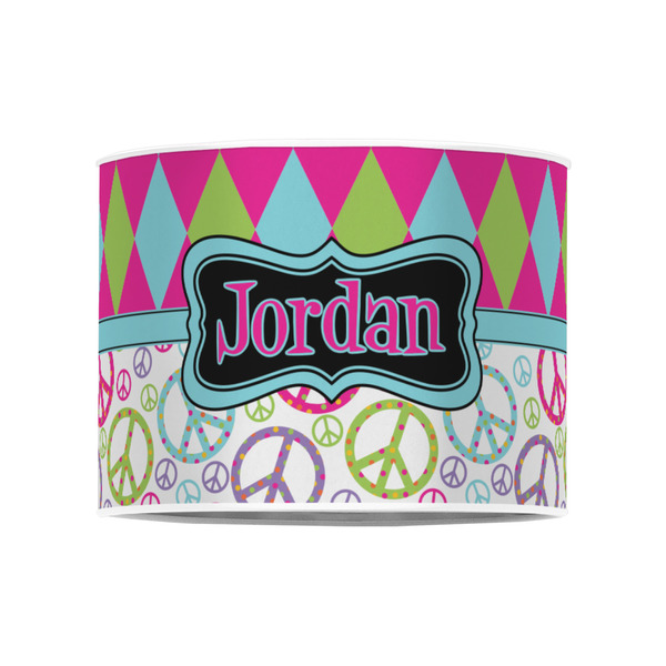 Harlequin & Peace Signs 8" Drum Lampshade - FRONT (Poly Film)