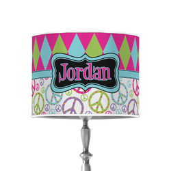 Harlequin & Peace Signs 8" Drum Lamp Shade - Poly-film (Personalized)