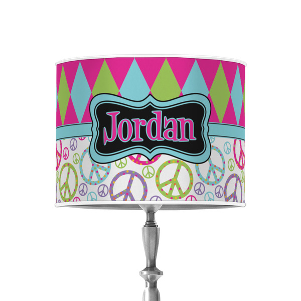 Custom Harlequin & Peace Signs 8" Drum Lamp Shade - Poly-film (Personalized)