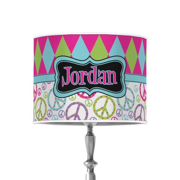 Harlequin & Peace Signs 8" Drum Lampshade - ON STAND (Poly Film)